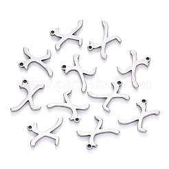変色しにくい201ステンレススチールチャーム  レーザー切断  ステンレス鋼色  文字.x  12x13x1mm  穴：1mm&nbsp;STAS-R105-X