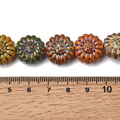 塗装ガラスビーズ連売り  ゴールドライン入り  花  カラフル  14.5~16x7~7.5mm  穴：1.2mm  約25個/連  14.96''（38センチメートル）&nbsp;GLAA-Z021-13A