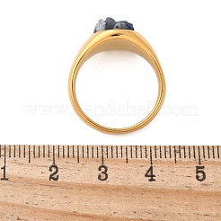 丸い天然ラピスラズリチップの指輪  304ステンレスリング  18KGP本金メッキ  10.5mm  内径：17mm&nbsp;RJEW-D303-03G-05