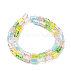 電気メッキガラスビーズ連売り  コラム  多面カット  芝生の緑  9x5mm  穴：1.2mm  約40~42個/連  37~39cm&nbsp;EGLA-P067-01A-03