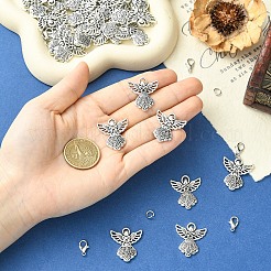 DIYキーホルダー作成キット  天使合金ペンダント50個を含む  304ステンレススチール丸カン50個  50個の亜鉛合金カニカン  プラチナ＆ステンレス鋼色  26x23.5x2.5mm  穴：1.5x4mm&nbsp;DIY-YW0017-96