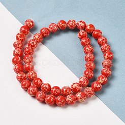 合成インペリアルジャスパー染めビーズ連売り  ラウンド  レッド  8mm  穴：1.2mm  約47~48個/連  14.96''~15.16''（38~38.5センチメートル）&nbsp;G-P507-01A-08