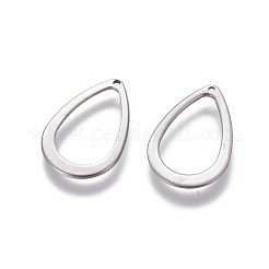 変色しにくい304ステンレススチールのオープンペンダント  ティアドロップ  ステンレス鋼色  17x11x1mm  穴：0.8mm&nbsp;STAS-L234-085P