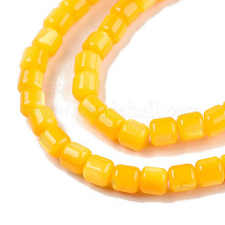 天然淡水シェルビーズ連売り  染め  コラム  ゴールド  3.5x3.5mm  穴：0.8mm  約110~113個/連  14.69インチ〜15.08インチ（37.3~38.3cm）&nbsp;SHEL-N003-33-A08