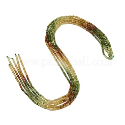グラデーションカラーの天然グリーントルマリンビーズ連売り  ロンデル  多面カット  3x2mm  穴：0.7mm  約195個/連  15.39''（39.1センチメートル）&nbsp;G-Z106-H02-02