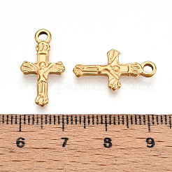 304ステンレスペンダント  イオンプレーティング（ip）  クロスチャーム  18KGP本金メッキ  20x10.5x2mm  穴：2mm&nbsp;STAS-N109-126G