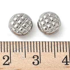304ステンレス鋼ワッフルビーズ  フラットラウンド  変色防止  ステンレス鋼色  8~8.5x4.5mm  穴：1.4mm&nbsp;STAS-F320-22P