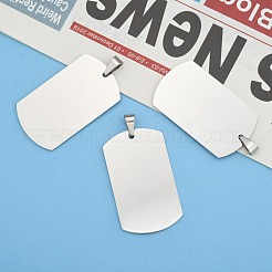 変色防止 201 ステンレススチール 刻印入り ブランクタグペンダント  長方形  ステンレス鋼色  50x29x1.5mm  穴：9x3mm&nbsp;X-STAS-O044-P122