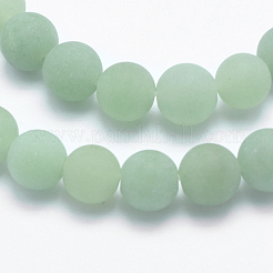 天然石グリーンアベンチュリンビーズ連売り  艶消し  ラウンド  8mm  穴：1mm  約44~47個/連  14.7インチ（37cm）&nbsp;X-G-G748-08-8mm