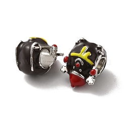 クリスマステーマ合金エナメルヨーロッパビーズ  大穴ビーズ  プラチナ  雪だるま  13x10.5x10mm  穴：4.7mm&nbsp;PALLOY-D058-01P-06
