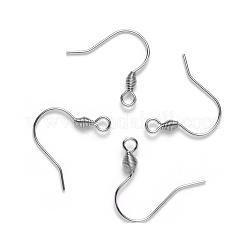 変色しにくい304ステンレススチール製ピアスフック  耳ワイヤー  水平ループ付き  ステンレス鋼色  15~17x17mm  穴：2mm  21ゲージ  ピン：0.7mm&nbsp;STAS-S111-011