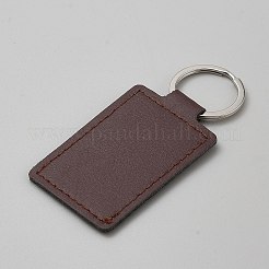Puレザーキーホルダー  合金リング付き  長方形  ココナッツブラウン  86mm&nbsp;KEYC-WH20005-21F