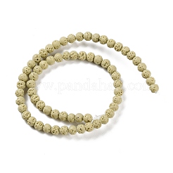 合成溶岩石染色ビーズ連売り  ラウンド  ベージュ  6~6.5mm  穴：1mm  約63個/連  15.16''（38.5センチメートル）&nbsp;G-H311-08A-01