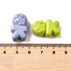 不透明なアクリルビーズ  星を持つ人間  ミックスカラー  23x14x9.5mm  穴：3mm&nbsp;MACR-F083-05