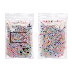 300個の蓄光アクリルビーズ  ハート付きフラットラウンド  ミックスカラー  7x3.5~4mm  穴：1.2mm&nbsp;MACR-YW0001-38