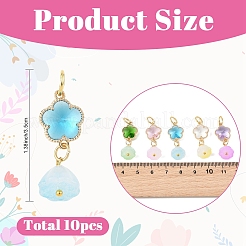 ガラス、合金、アクリルパーツ10個、5スタイル  蓮の鞘のチャーム  304ステンレススチール製丸カン付き  ミックスカラー  35mm  2個/スタイル&nbsp;PALLOY-YW00219
