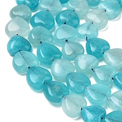 天然石アマゾナイトビーズ連売り  ハート  11~12x12~13x6~7mm  穴：1mm  約35個/連  15.35''（39センチメートル）&nbsp;GG-D001-B01