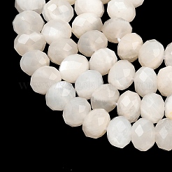 天然ホワイトムーンストーンビーズ連売り  ロンデル  多面カット  7.5~8.5x4.8~6mm  穴：1mm  約68~76個/連  14.96~15.35''（38~39センチメートル）&nbsp;G-C259-A42-5x8mm