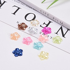 5花弁ABSプラスチックパール調ビーズキャップ  花  ミックスカラー  12x13x1.5mm  穴：1mm  約1000個/袋&nbsp;SACR-R862-M