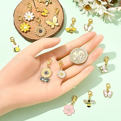 合金エナメルペンダント装飾15個。  混合図形  合金製カニカン付き  ミックスカラー  22~39mm&nbsp;HJEW-YW00064