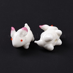 手作りランプワークビーズ  兎  ホワイト  20~22x12.5~13x20mm  穴：1.4~1.6mm&nbsp;LAMP-I024-37