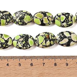合成インペリアルジャスパービーズ  染め  フラットオーバル  緑黄  18~18.5x13~13.5x6.5mm  穴：1mm  約22個/連  15.94''（40.5センチメートル）&nbsp;GG-CBA0D66-05B