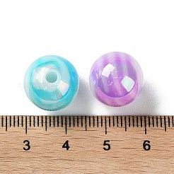 ABカラーメッキアクリルビーズ  ストライプラウンド  ミックスカラー  14mm  穴：2.8mm  約320個/500g&nbsp;SACR-I005-13B