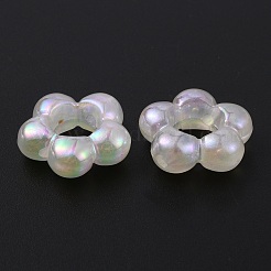 蓄光アクリルビーズフレーム  ABカラー  花  ゴーストホワイト  20.5x22x8mm  穴：2.3mm&nbsp;LACR-WH0001-02A