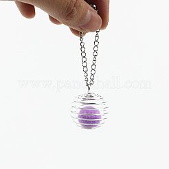 鉄線のペンダント  スパイラルビーズケージペンダント  ラウンド  銀色のメッキ  30x24mm  穴：5mm&nbsp;IFIN-Q125-02C-S