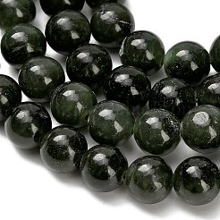 天然カナダ翡翠ビーズ連売り  ラウンド  濃い緑  8mm  穴：0.7mm  約50個/連  15.55''~15.75''（39.5~40センチメートル）&nbsp;G-H335-B07-8mm