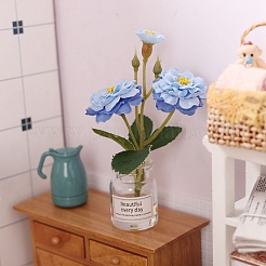 樹脂製の花のミニチュア装飾品  ガーデンドールハウスアクセサリー  コーンフラワーブルー  85x22mm&nbsp;PW-WG7E838-04