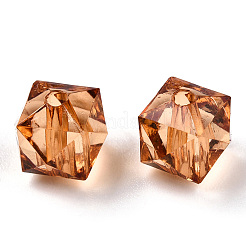 透明なアクリルビーズ  多面カット  キューブ  シエナ  8x8x7.5mm  穴：1.4mm  約1730個/500g&nbsp;TACR-WH0024-V63