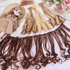 4個 4色 高温ファイバー ロング フラット カーリー ヘアスタイル ドールウィッグ  DIYの女の子のためのbjdメイキングアクセサリー  ミックスカラー  7.87~39.37インチ（200~1000mm）  1pc /カラー&nbsp;DOLL-GL0001-04C