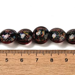 手作りの二色性箔ガラスビーズ連売り  フラットラウンド  ライトコーラル  12x7.5~8mm  穴：1.4mm  約33個/連  14.65''（37.2センチメートル）&nbsp;DICH-U001-11D
