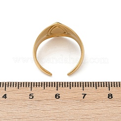304ステンレススチールカフオープンリング  ティアドロップ  宝石付き  ゴールドカラー  15mm  内径: 調節可能&nbsp;RJEW-S629-04G
