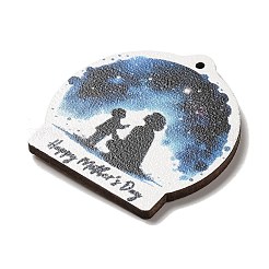 母の日テーマの木製ペンダント  人間  39.5x38.5x2.5mm  穴：1.6mm&nbsp;FIND-Z031-01D
