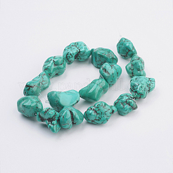 天然マグネサイトビーズ連売り  ナゲット  染め＆加熱  23~32x18~25mm  穴：1.5mm  約15個/連  15.7インチ（40cm）&nbsp;G-P324-03-L
