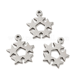 変色しない201ステンレススチールペンダント  スターのチャーム  ステンレス鋼色  12.5x11x1mm  穴：1mm&nbsp;STAS-A066-10P