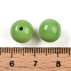 不透明なソリッドカラーのガラスビーズ  ラウンド  黄緑  10~10.5mm  穴：1.2~1.4mm  約597個/808g&nbsp;LS-GLAA-N007-10mm-A11