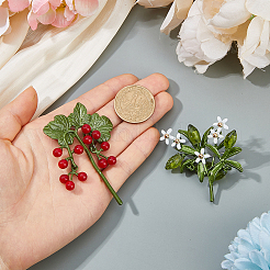 2個 2スタイルの花のエナメルピン  バックパック用合金ラペルピン  ミックスカラー  50~68x50~59mm  1個/スタイル&nbsp;JEWB-FH0002-89