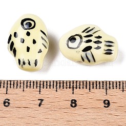 手作りのプリント磁器ビーズ連  魚  レモンシフォン  13x18x9mm  穴：1.6mm  約24~25個/連  11.81''（30~31.5センチメートル）&nbsp;PORC-T133-02G