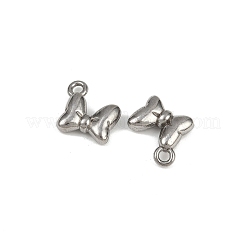 304ステンレススチールチャーム  ちょう結びチャーム  変色防止  ステンレス鋼色  11x12x3.5mm  穴：1.8mm&nbsp;STAS-F317-02P
