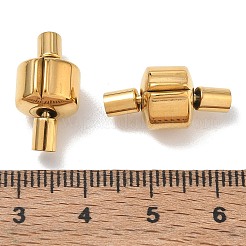304ステンレススチール製ヨーロピアンクラスプ、コードエンド付き  コラム  イオンプレーティング（ip）  長持ちメッキ  18KGP本金メッキ  18.5x10mm  穴：3mm&nbsp;SA-CBABC0F-06G