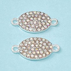 合金コネクタチャーム  馬の目のリンク  クリスタルABラインストーン付き  銀  11.5x21.5x2.5mm  穴：2mm&nbsp;FIND-A024-09B-S