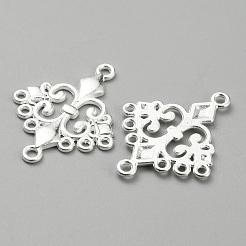 合金シャンデリアコネクターパーツ  ひし形の花  フルール·ド·リス  銀  24.5x19.5x1.5mm  穴：1.5mm&nbsp;FIND-WH0418-89S
