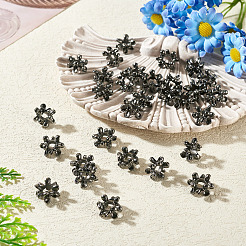 合金ヨーロピアンビーズ  大穴ビーズ  花  ガンメタ色  13.5x12.5x7.5mm  穴：5mm&nbsp;FIND-TAC0027-39B