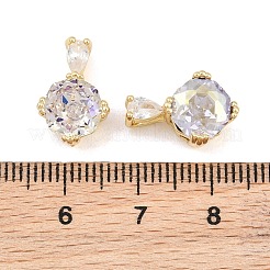 真鍮製ガラスチャーム  フラットラウンドのチャーム  多面カット  ミックスカラー  15x10x7.5mm  穴：4.3x2.3mm&nbsp;GL-CBABDD8-09G