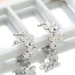 女性用304ステンレススチールフラワーカフイヤリング  プラチナ  12.5x8mm&nbsp;EJEW-A118-03P