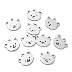 304ステンレススチールチャーム  ステンレス鋼色  クマの柄  8.5x9.5x1mm  穴：1mm&nbsp;STAS-CJC0008-10P-03