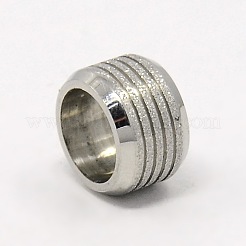 変色しにくいステンレススチールのテクスチャー加工ロンデル大穴ビーズ  ステンレス鋼色  11x7mm  穴：8mm&nbsp;STAS-G037-01